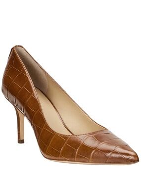 Ralph Lauren Lanette Croc Embossed Leather Heels / pumps Camel Sz 6 NEW